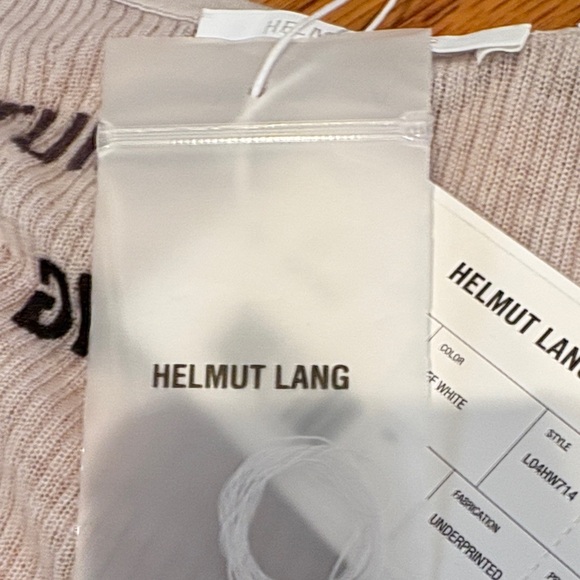 Helmut Lang Cream Logo Print Long Sleeve Top - Picture 4 of 6